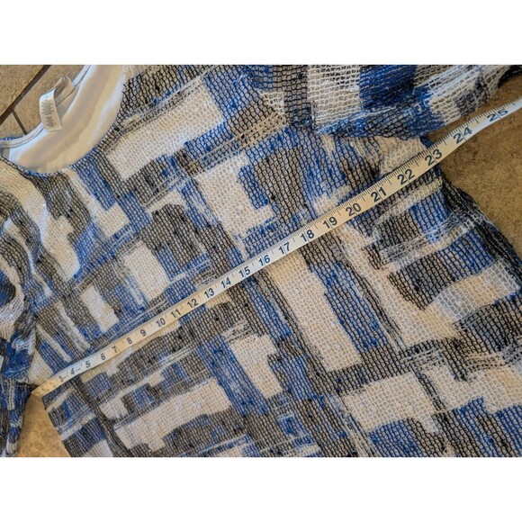 Alfred Dunner Woman 1X Top Blue White Black Abstract Geometric Textured Knit - Picture 4 of 11